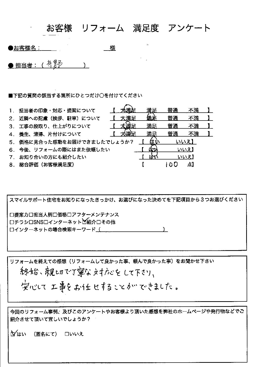 兵庫県川西市エコキュート交換工事00257施工後アンケート