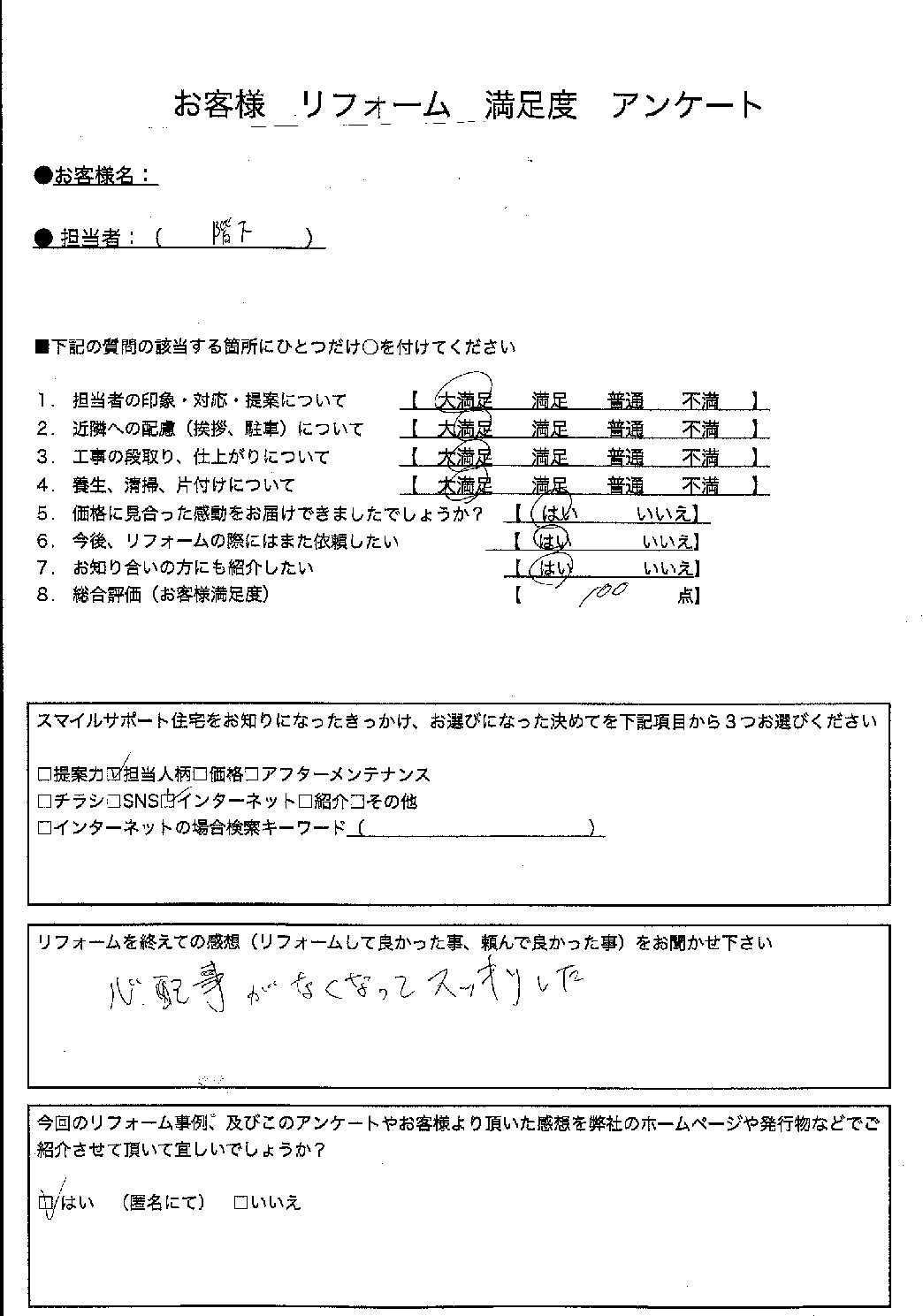 兵庫県神戸市垂水区ガス給湯器交換工事00310施工後アンケート