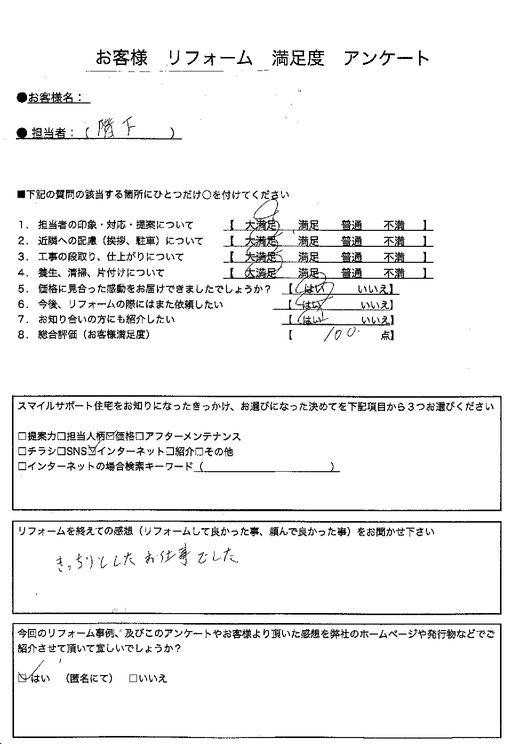 兵庫県高砂市エコキュート交換工事00311施工後アンケート
