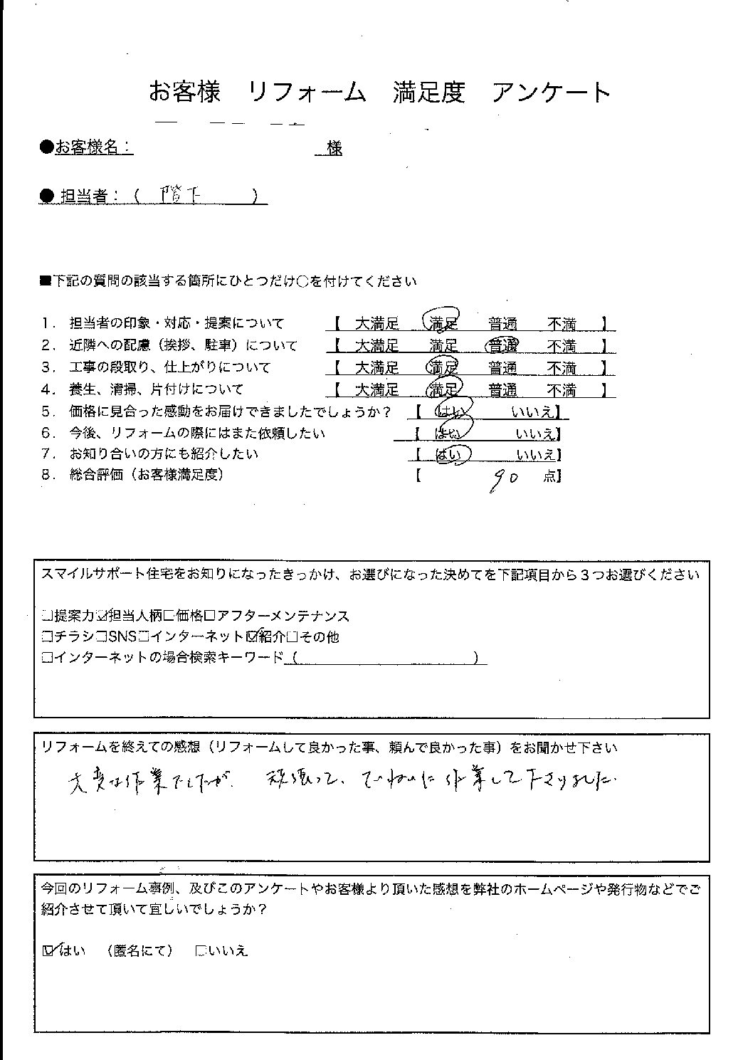 兵庫県神戸市中央区エコキュート交換工事00349施工後アンケート