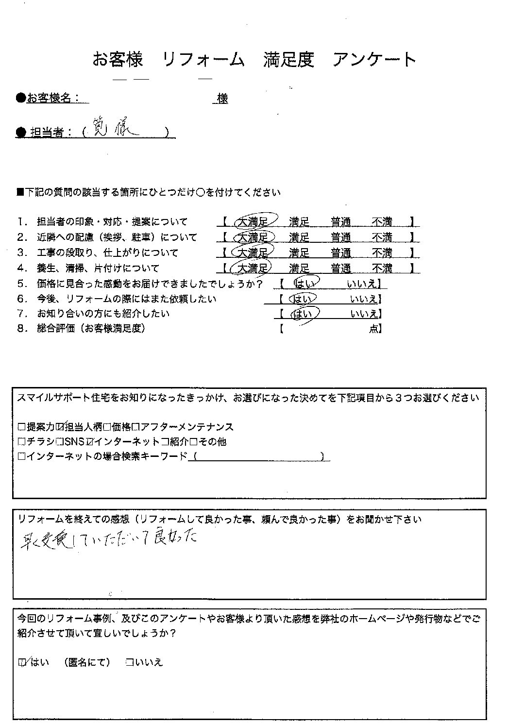 兵庫県丹波篠山市エコキュート交換工事00333施工後アンケート