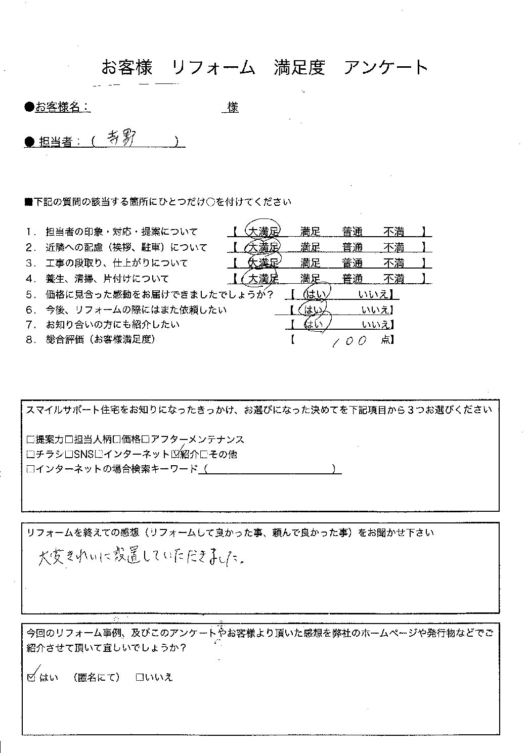 兵庫県明石市ガスコンロ交換工事00374施工後アンケート