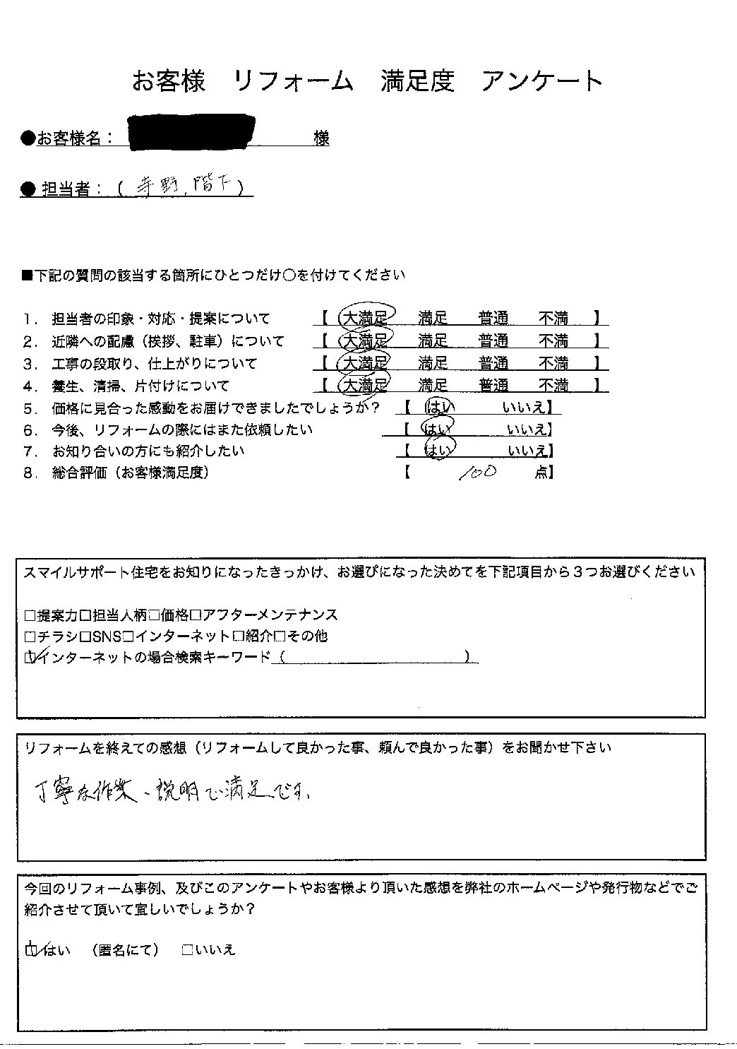 兵庫県神戸市兵庫区エコキュート交換工事00389施工後アンケート